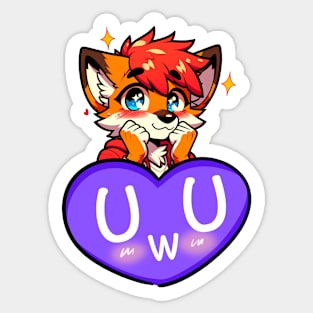 Blushing UwU Furry Anthro Fox Heart Sticker